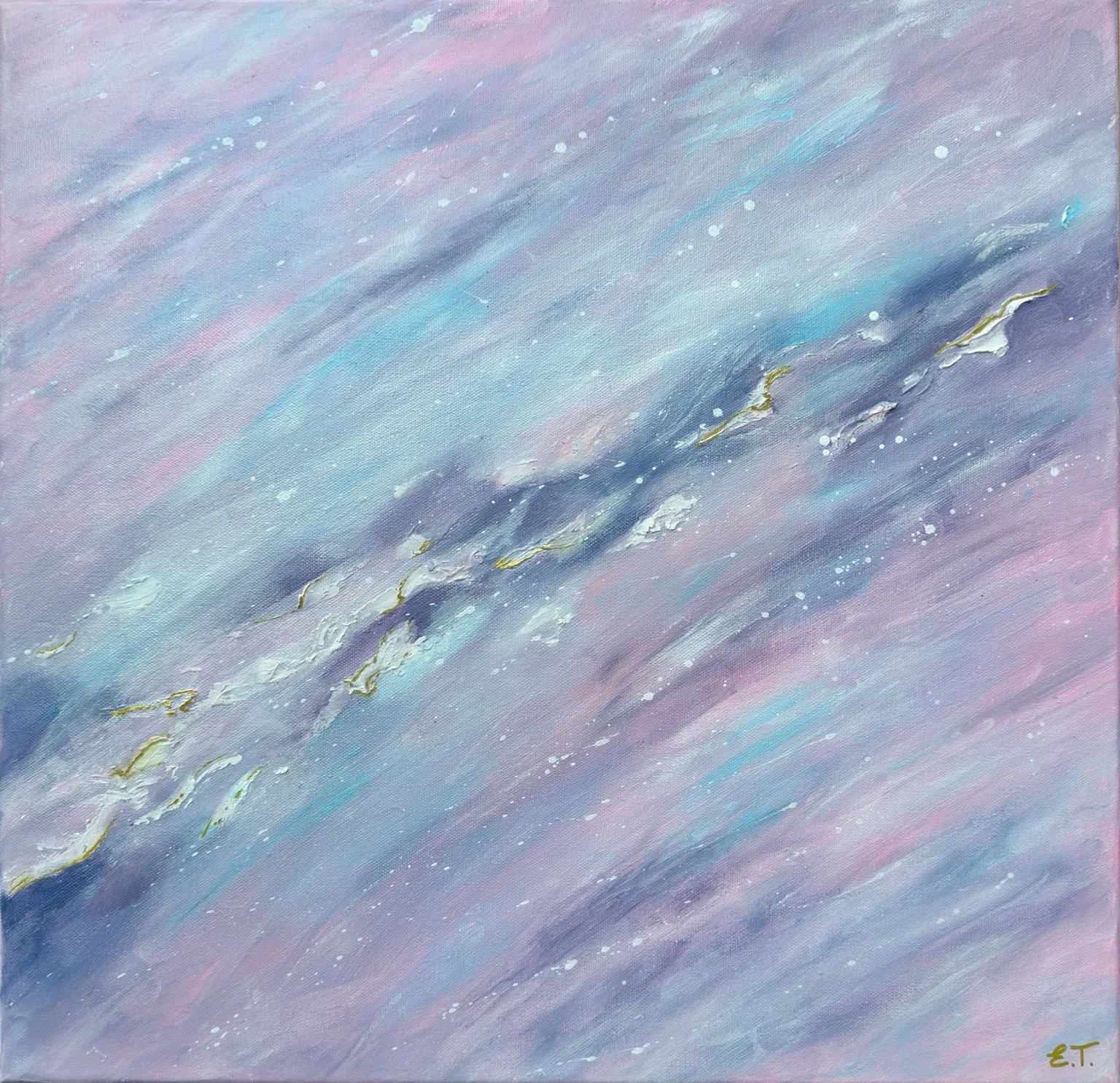 Softly Unfolding, dipinto originale Elara Trace, 60 × 60 × 4 cm